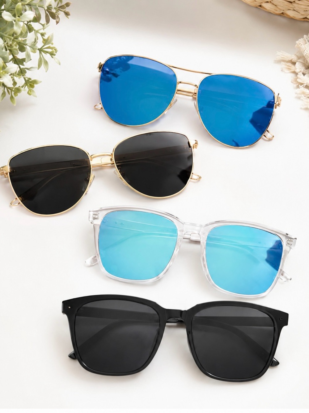 Assorted Four-Pack Sunglasses - Black & Blue Lenses